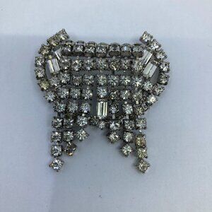 Vtg Kramer New York crystal rhinestone wedding bridal fringe dangle brooch